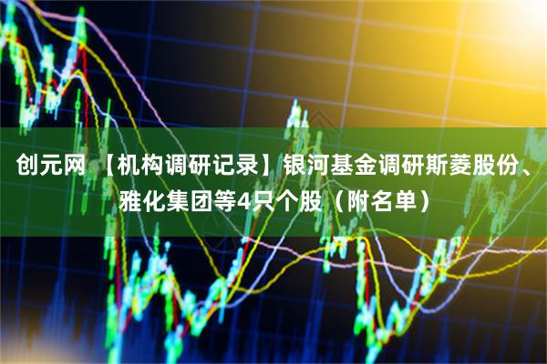 创元网 【机构调研记录】银河基金调研斯菱股份、雅化集团等4只个股（附名单）
