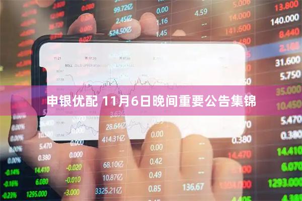 申银优配 11月6日晚间重要公告集锦